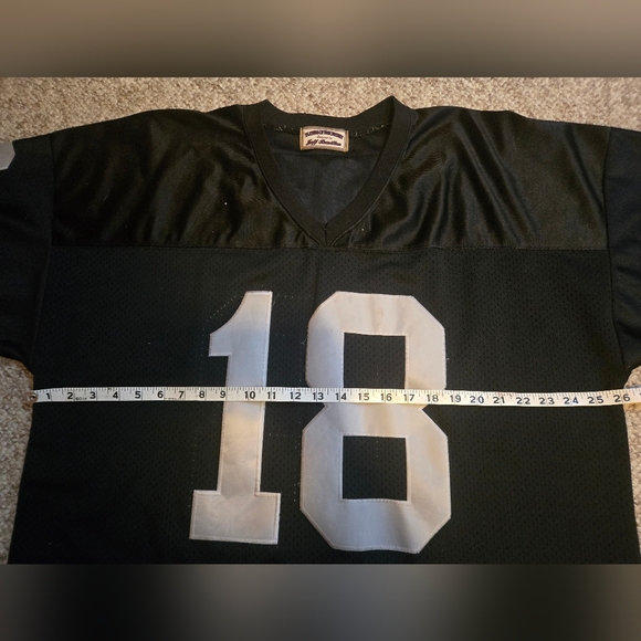 Players of Century R Moss #18 OaklandRaiders NFL Black Stitchd Jersey Sz3X 2004 - Picture 8 of 13